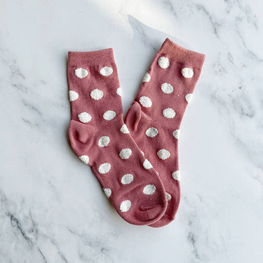 Tiepology | Women's Polka Dots Puff Casual Socks | Pink