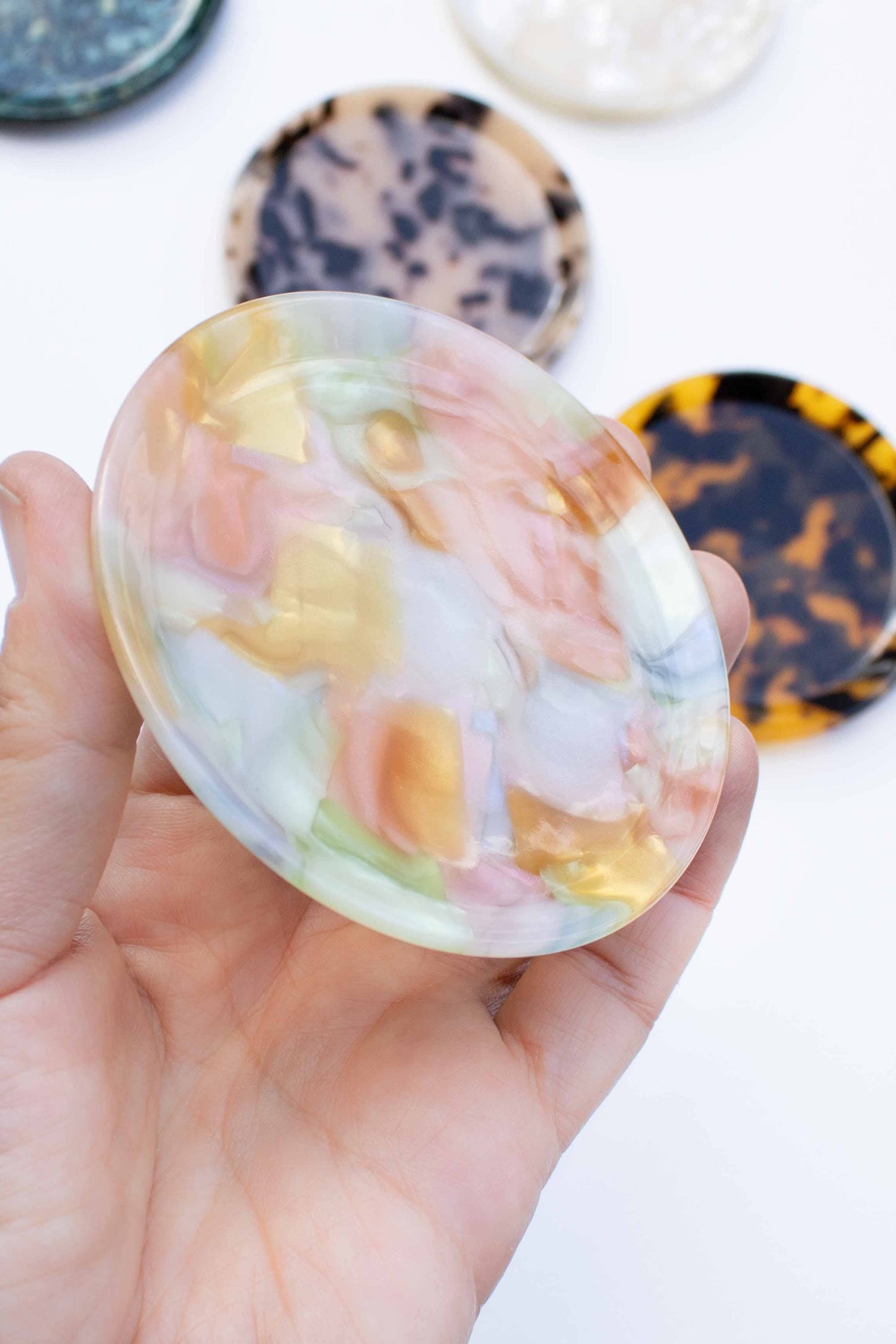 Tiepology | Cellulose Acetate Round Trinket Tray | Blueberry Caramel