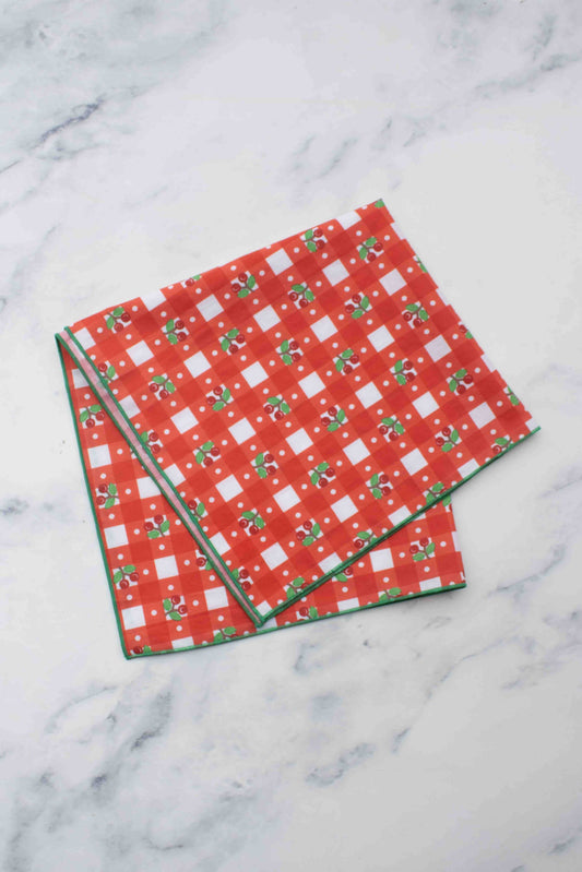 Tiepology | Cherry Gingham Square Red | Scarf