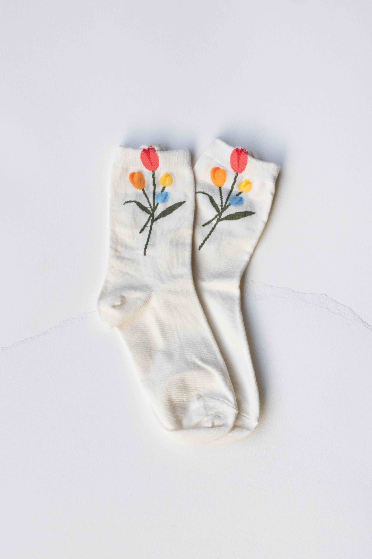 Tiepology | Tulip Bloom Cotton Blend Sock | Ivory
