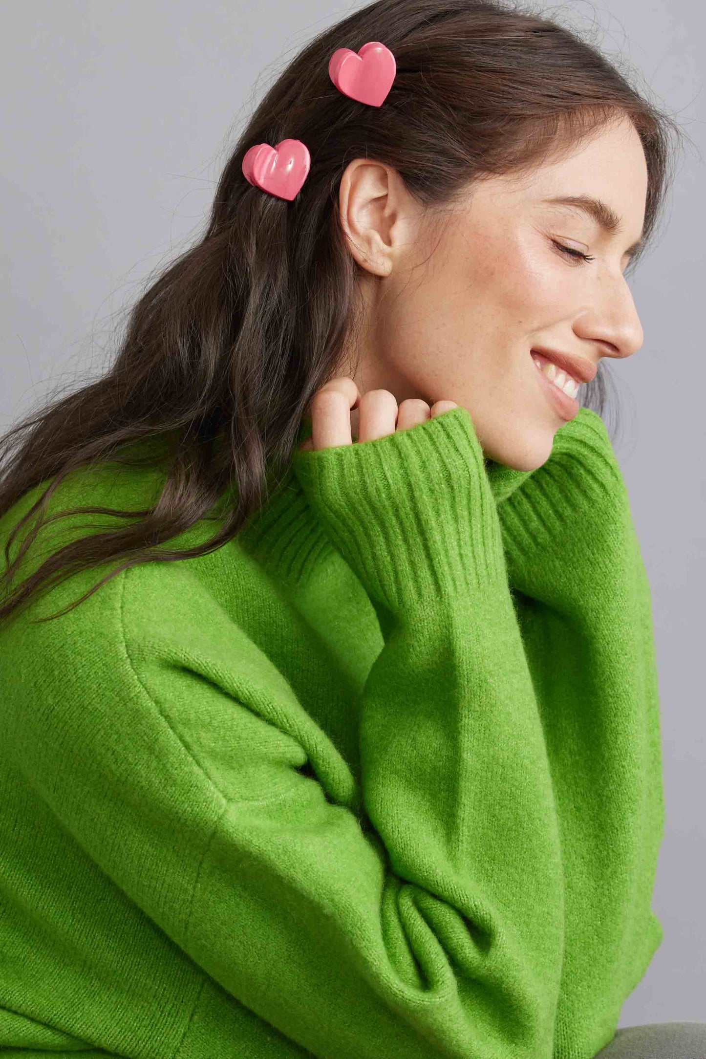 Tiepology | Glossy Candy Hearts Hair Clip Set | Sky Blue