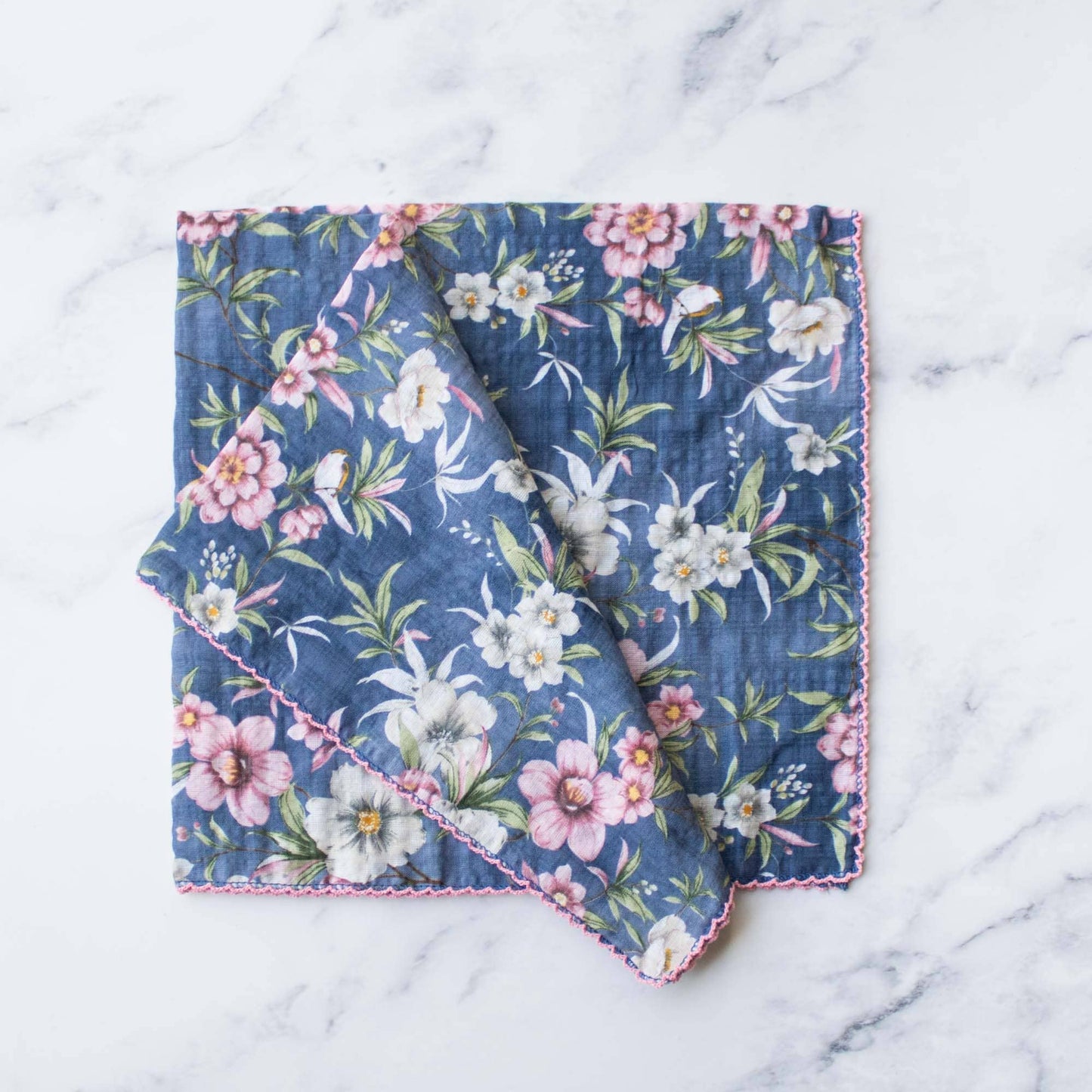 Tiepology | Ann Floral Biege and Blue Flower | Scarf