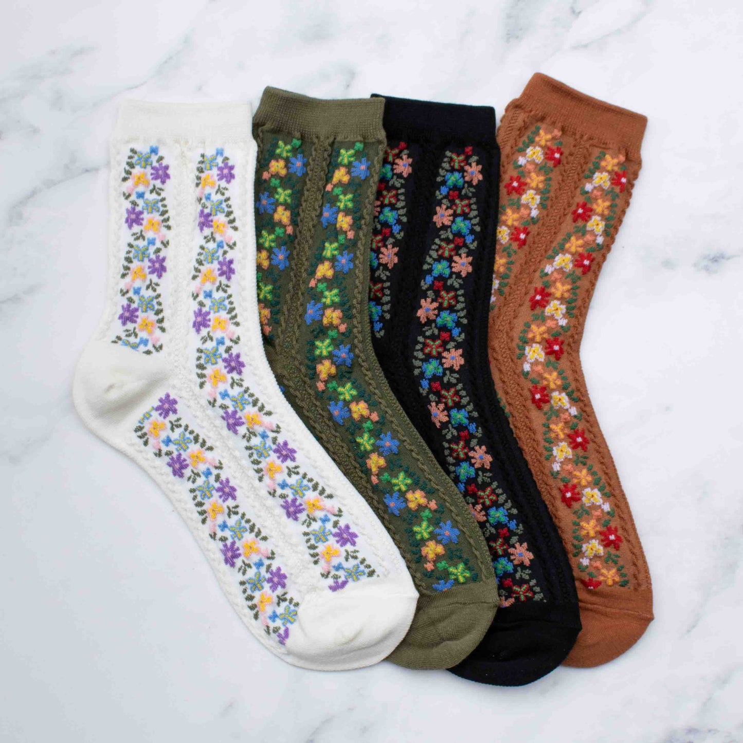 Tiepology | Women's Aahana Floral Black | Socks