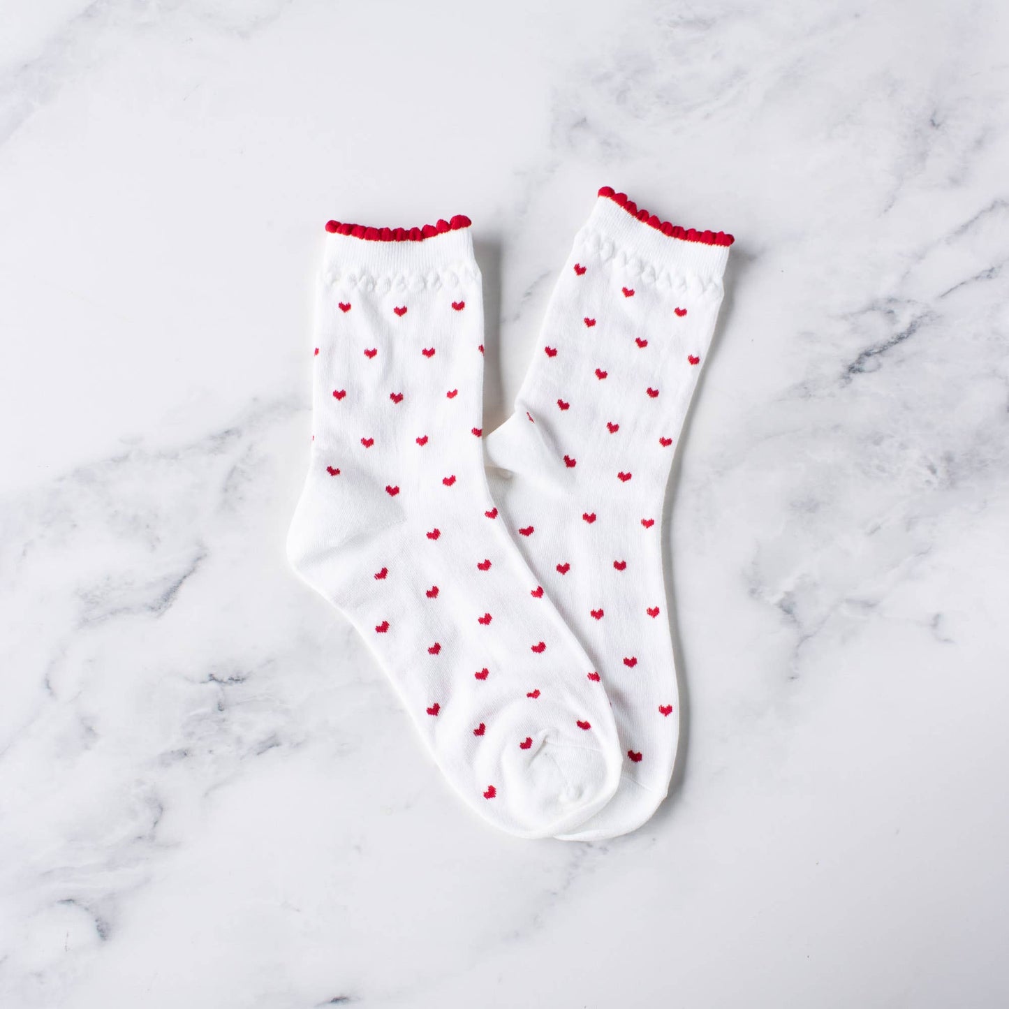 Tiepology | Always Lovely Casual Socks | Red/White Heart