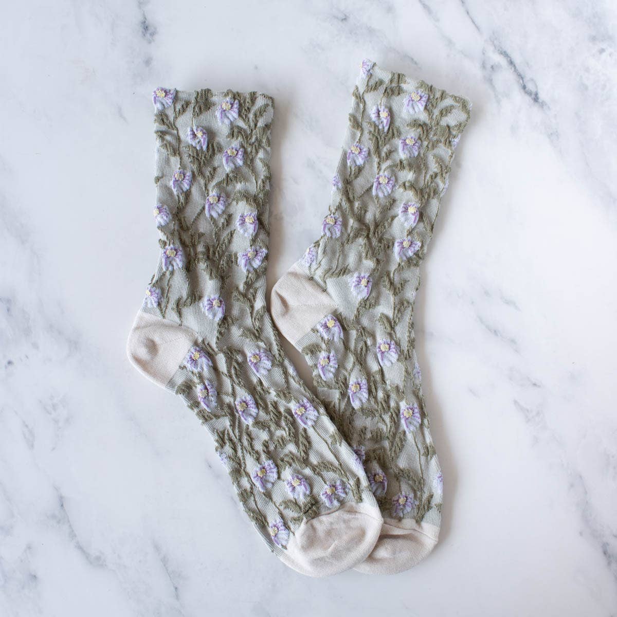 Tiepology | Daisy Flower Casual Socks | Sage