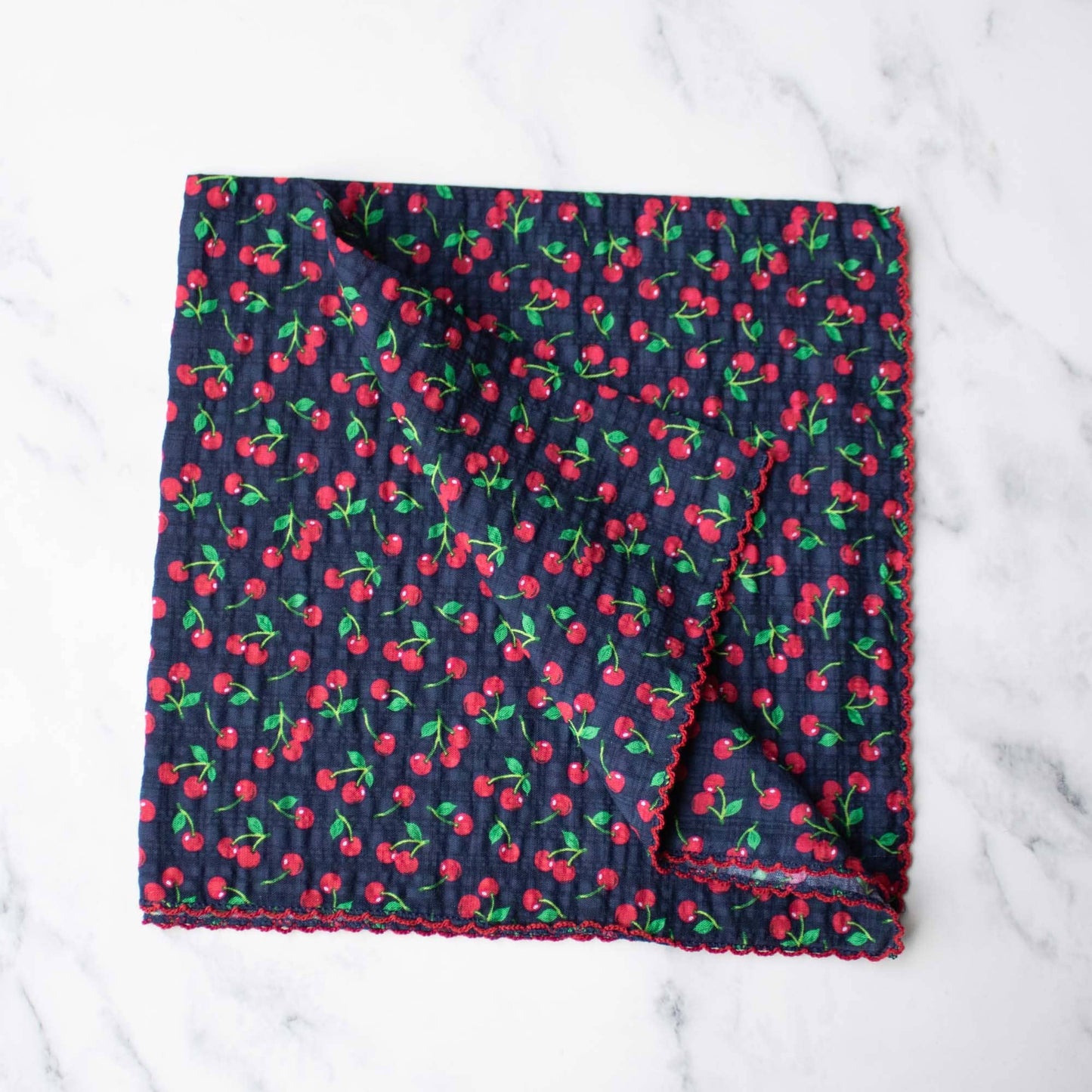 Tiepology | Cherry Cotton Navy and Yellow Floral | Scarf