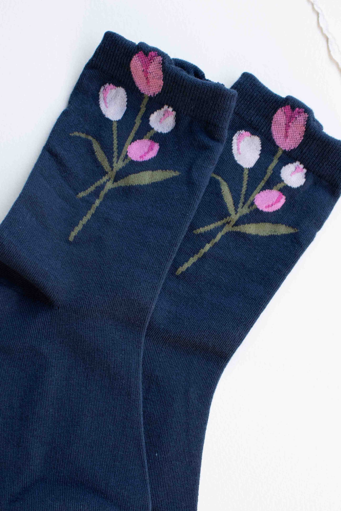 Tiepology | Tulip Bloom Cotton Blend Socks | Black