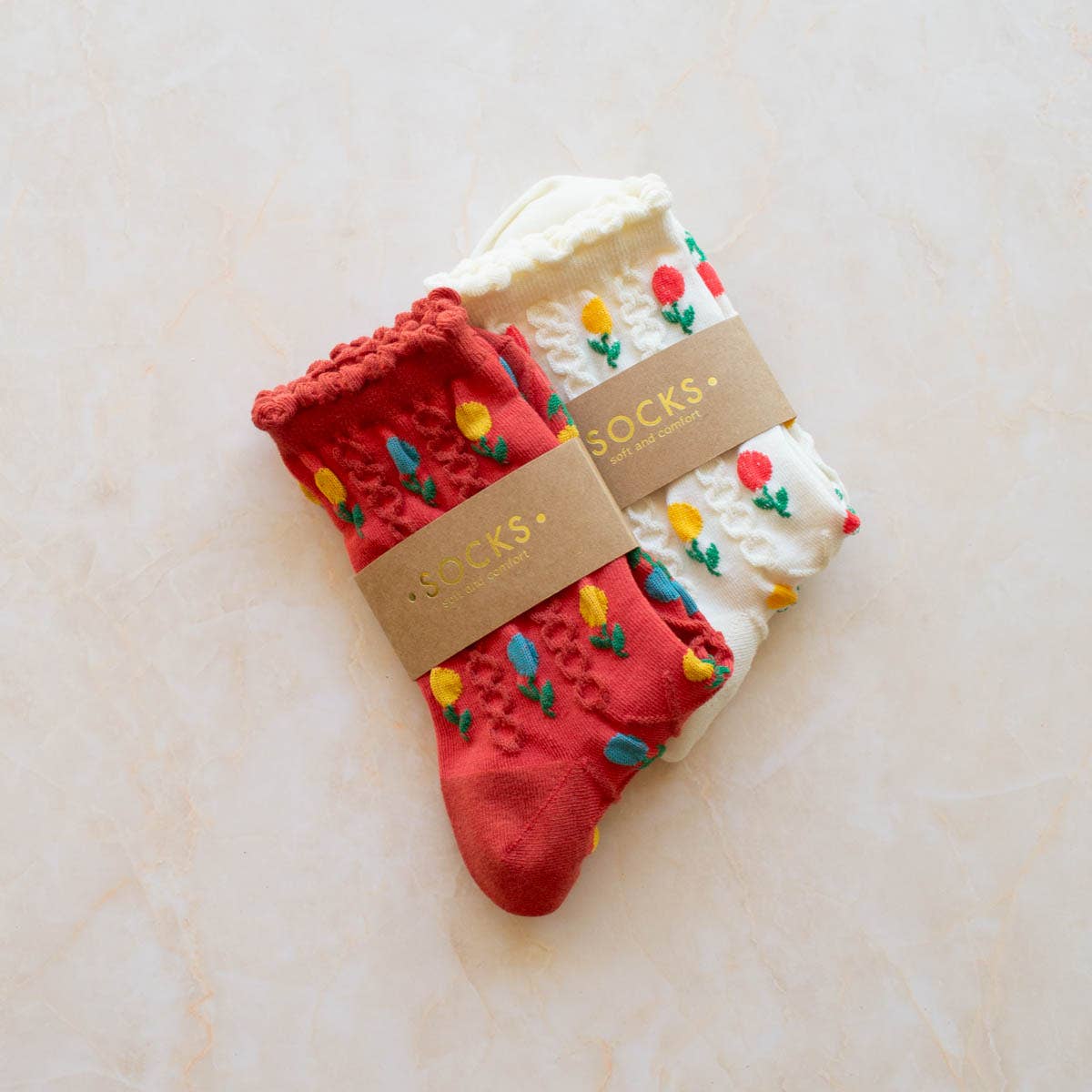 Tiepology | Tulip Flower Coral | Socks