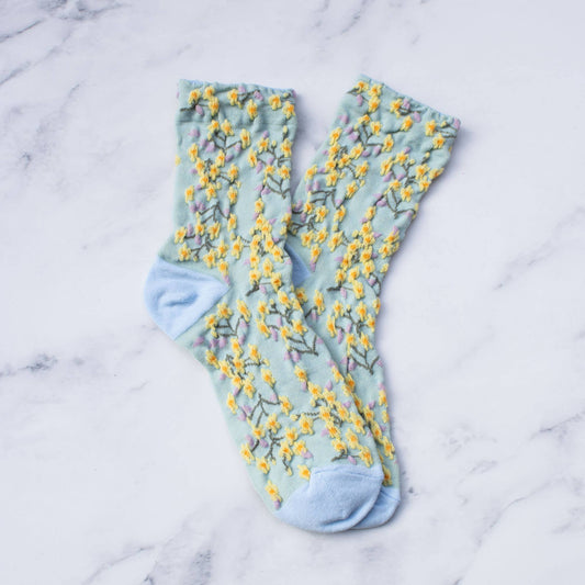 Tiepology | Women's Spring Blossoms Blue | Socks