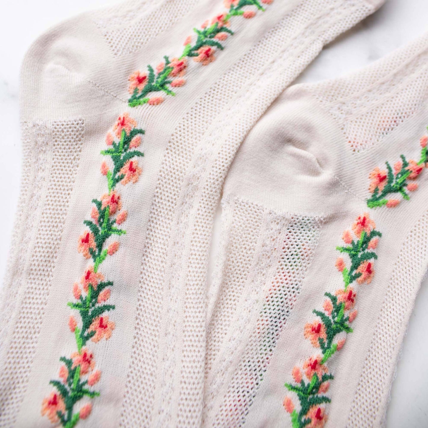 Tiepology | Floral Mesh Pink | Socks