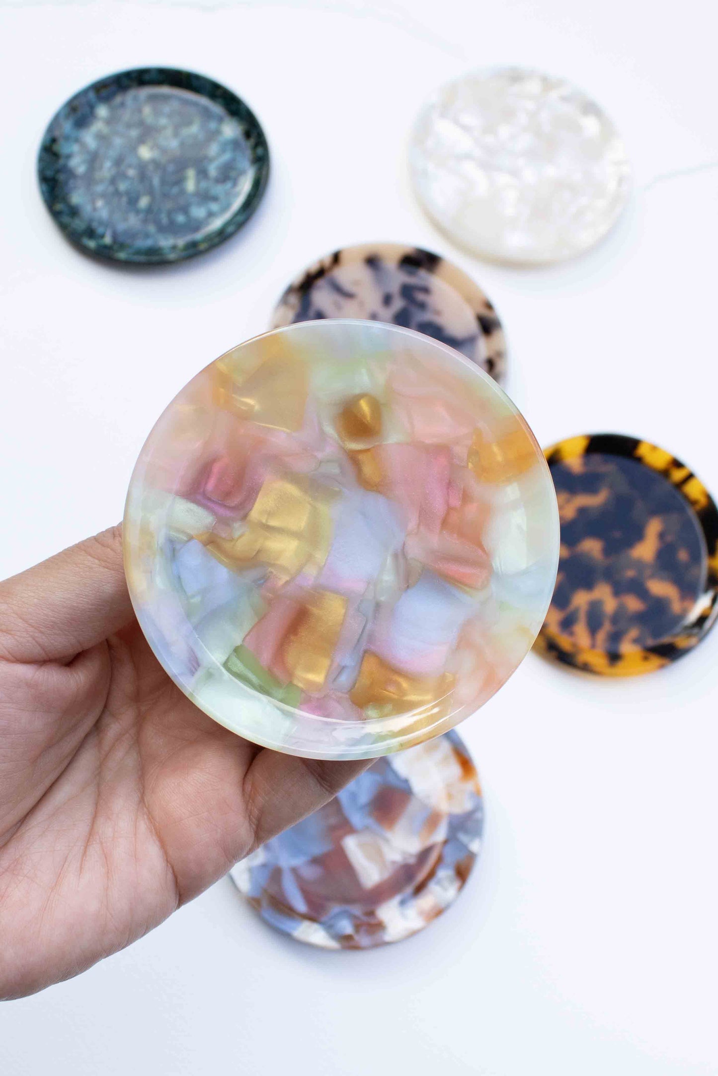 Tiepology | Cellulose Acetate Round Trinket Tray | Blossom Garden