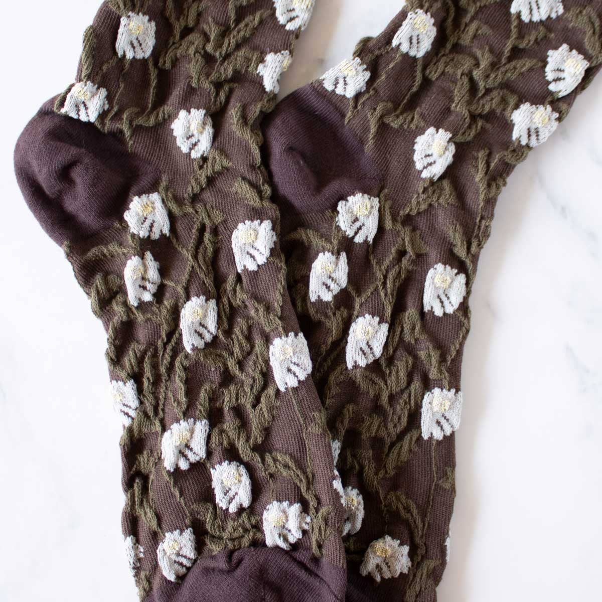 Tiepology | Daisy Flower Casual Socks | Grey