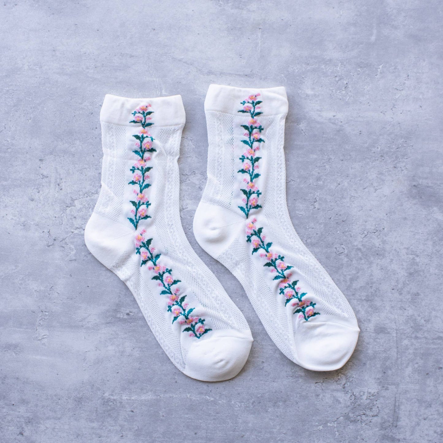 Tiepology | Floral Mesh Pink | Socks