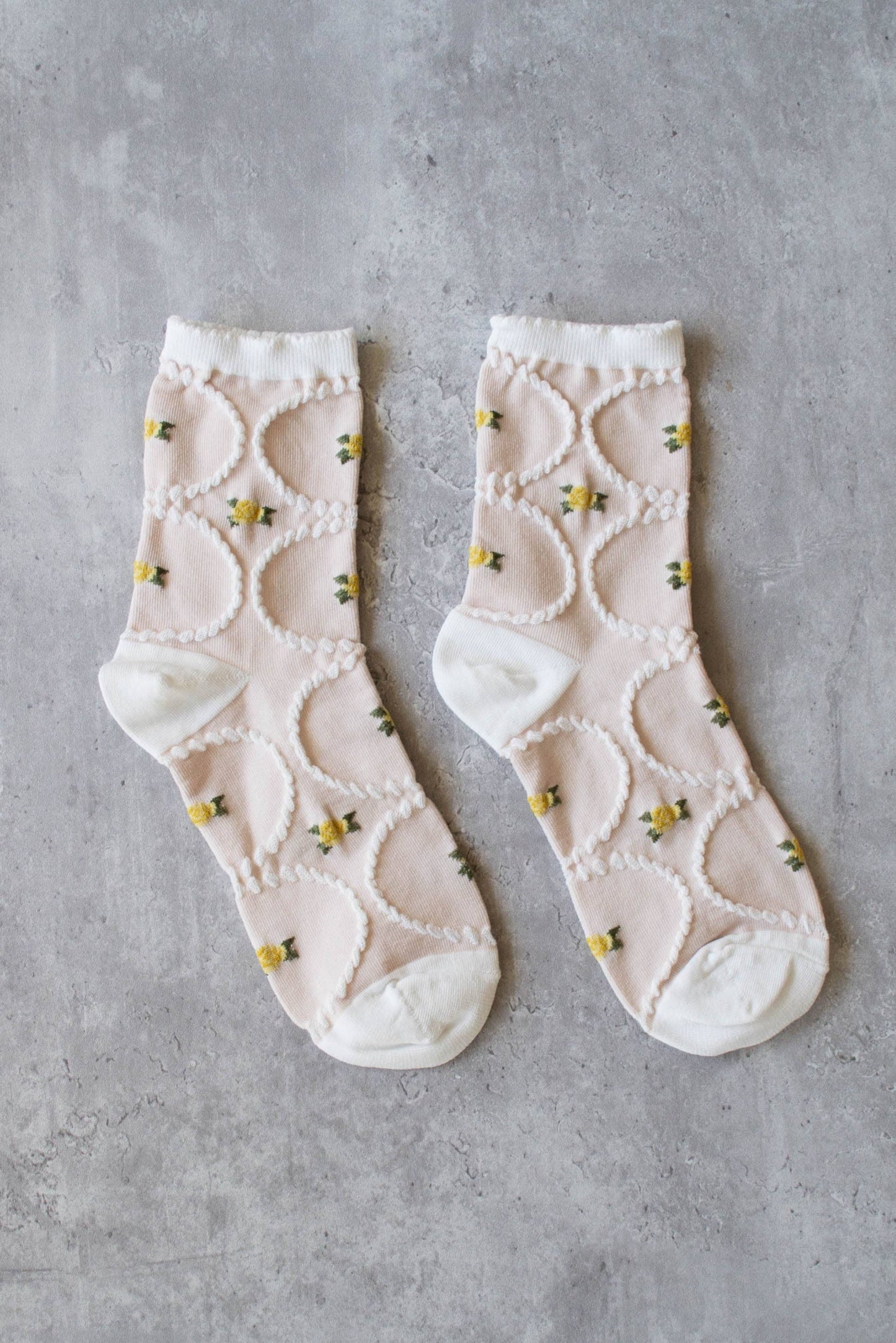 Tiepology | Women's Antique Floral Beige and Coral | Socks