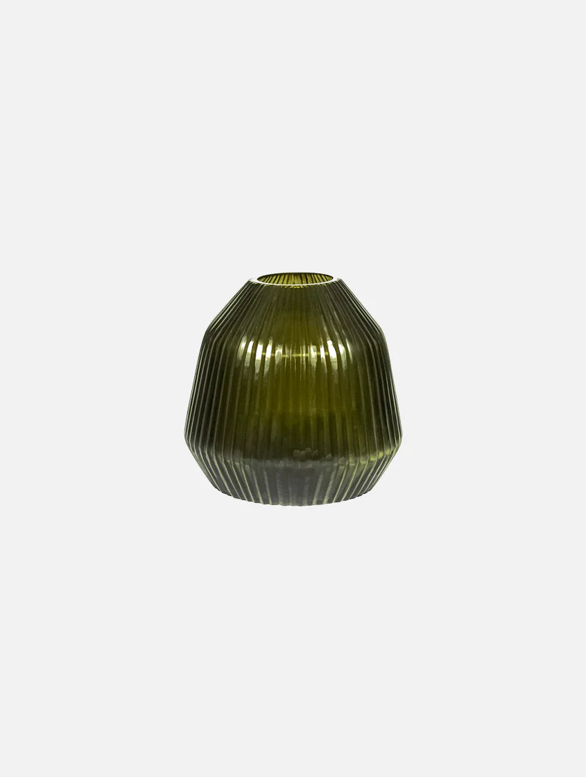 BisonHome | Brian Tunks Cut Glass Vase Conical Mini | Olive