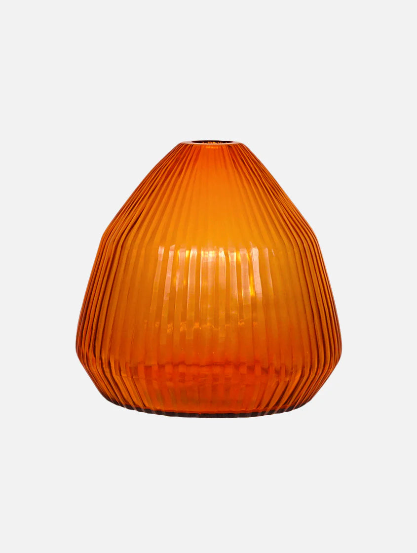 BisonHome | Brian Tunks Cut Glass Vase Conical Small | Blood Orange