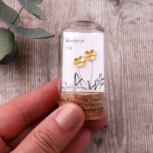 Attic Creations | Wonderful Life | Three Leaf Clover Stud Earrings Gold