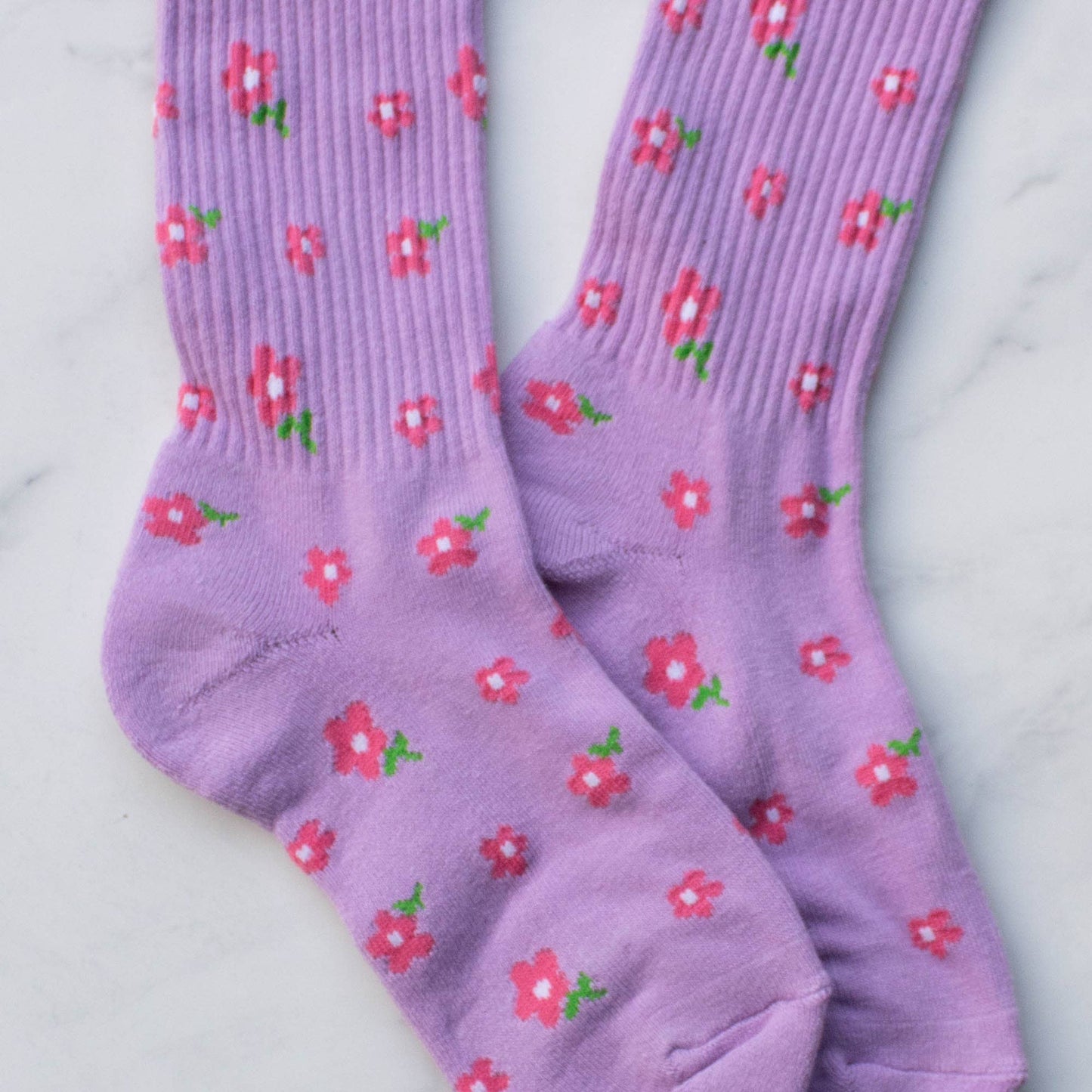 Tiepology | Little Flower Casual Socks | White