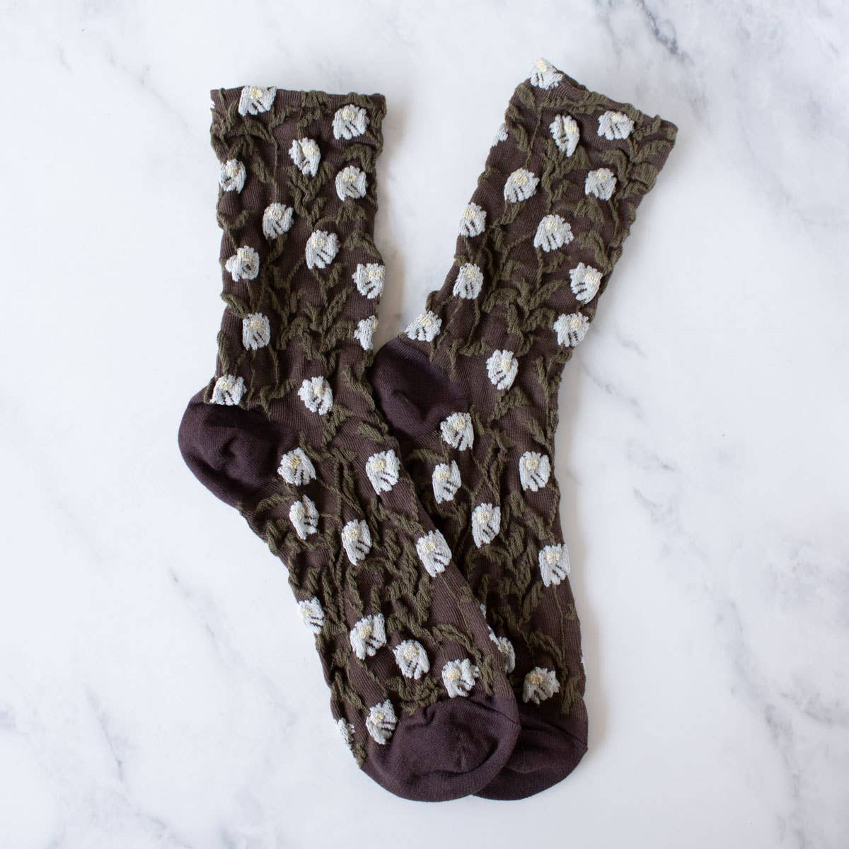 Tiepology | Daisy Flower Casual Socks | Sage