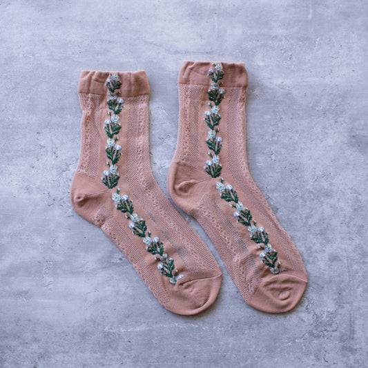 Tiepology | Floral Mesh Pink | Socks