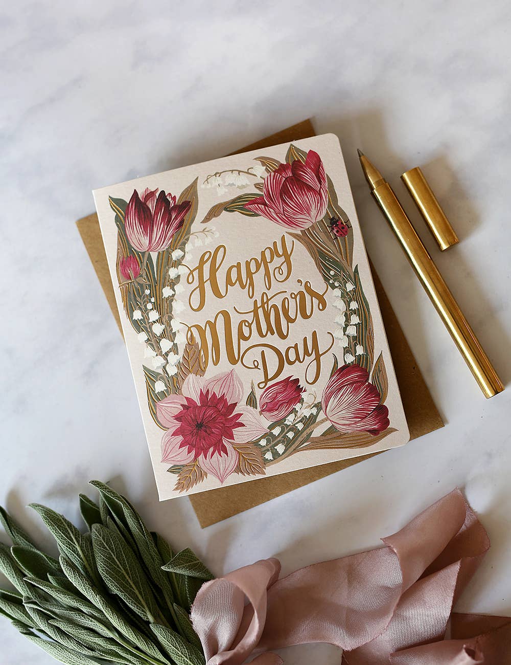 Bespoke Letterpress | Folk 'Happy Mother's Day' | Gift Card