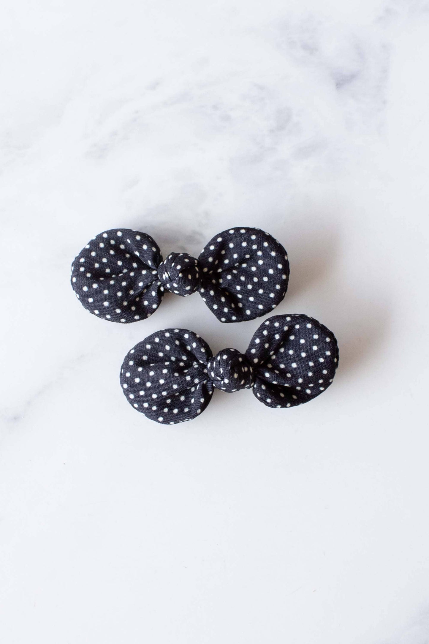Tiepology |Tiny Polkadots Round Bow Hair Pin | Lime/ Orange Dot