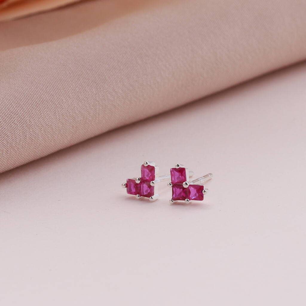 Attic Creations | With Love | Ruby Crystal Heart Stud Earrings