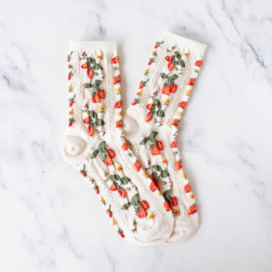 Tiepology | Strawberry Farm White | Socks