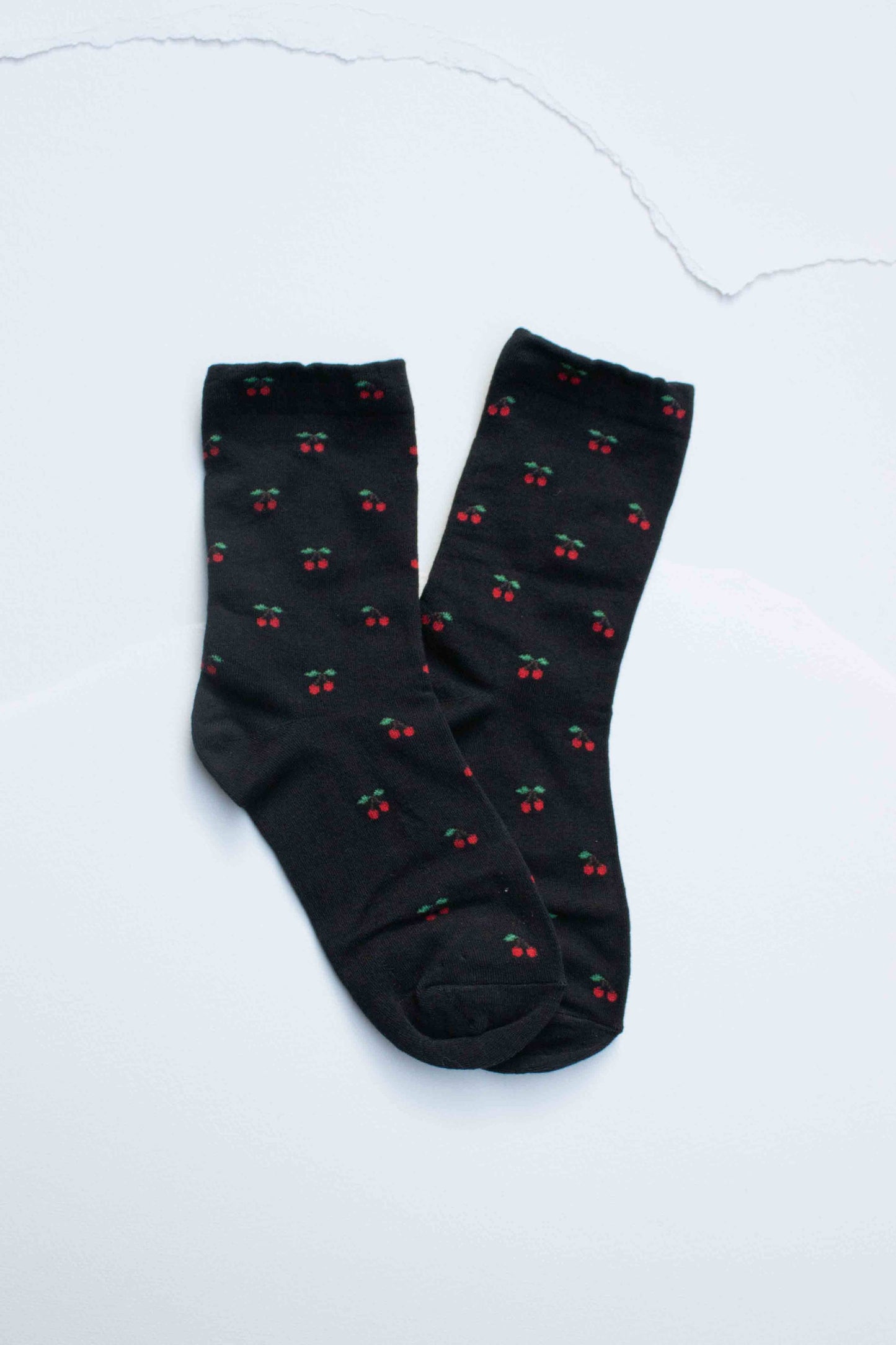 Tiepology | Cherry Pattern Cotton Blend Socks | Black