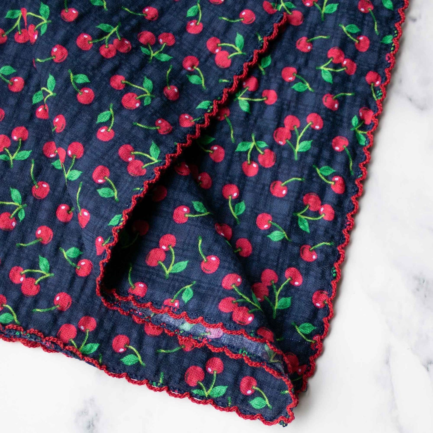 Tiepology | Cherry Cotton Navy and Yellow Floral | Scarf
