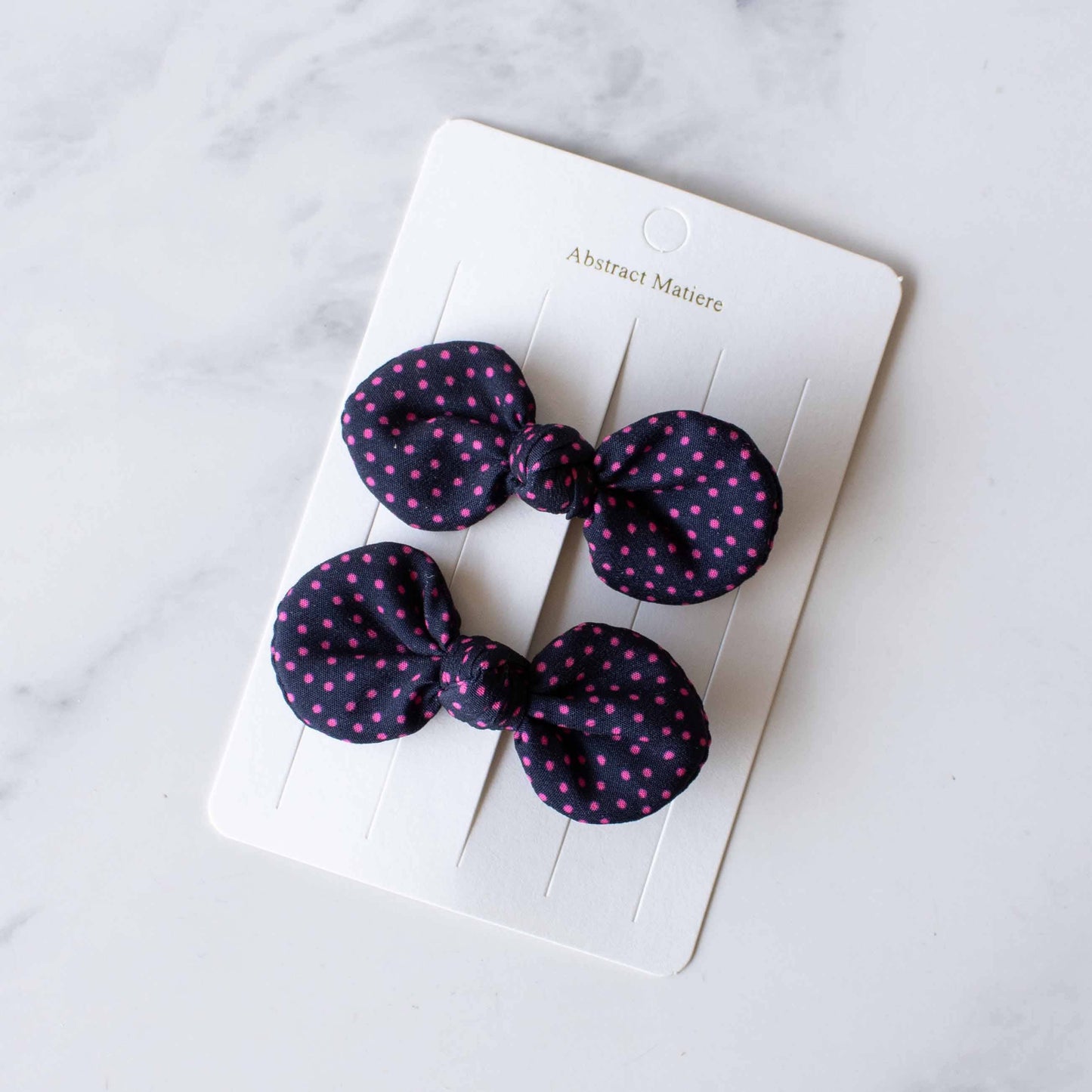 Tiepology |Tiny Polkadots Round Bow Hair Pin | Lime/ Orange Dot