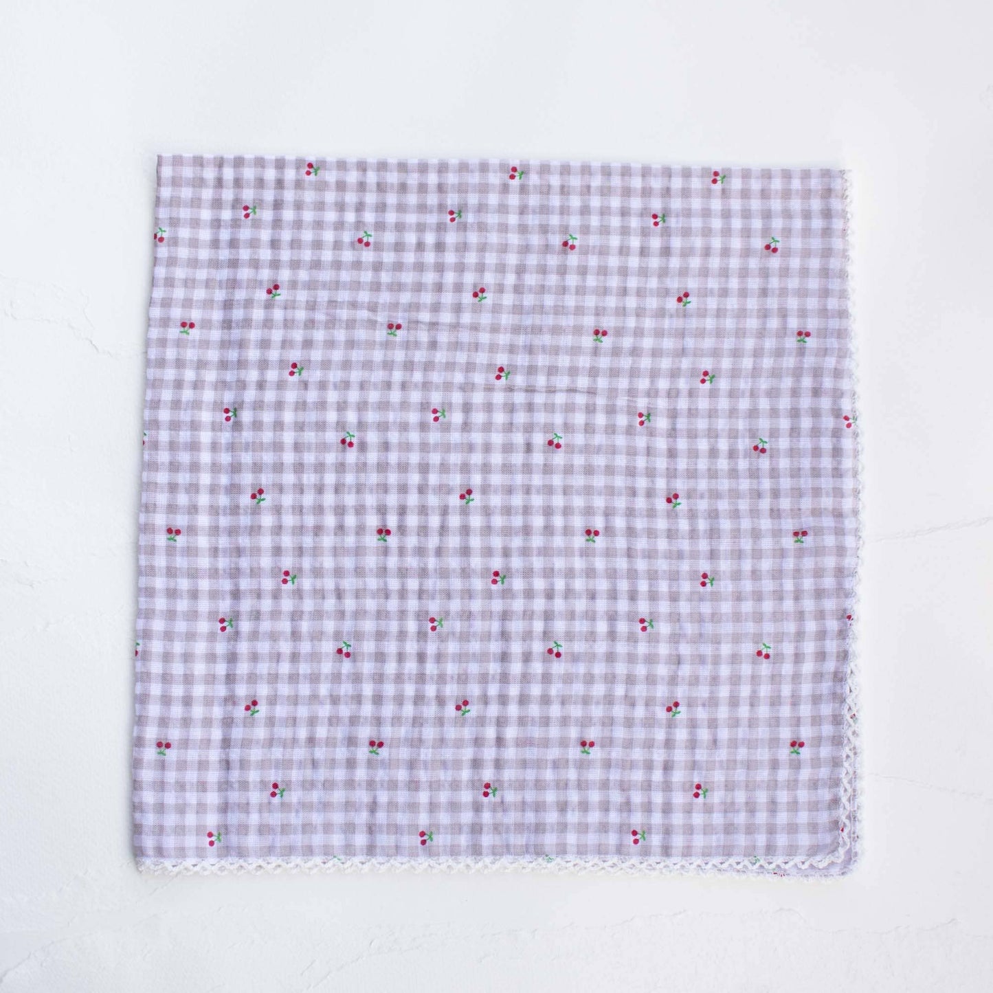 Tiepology | Cottage Mini Checker With Cherry Denim | Scarf