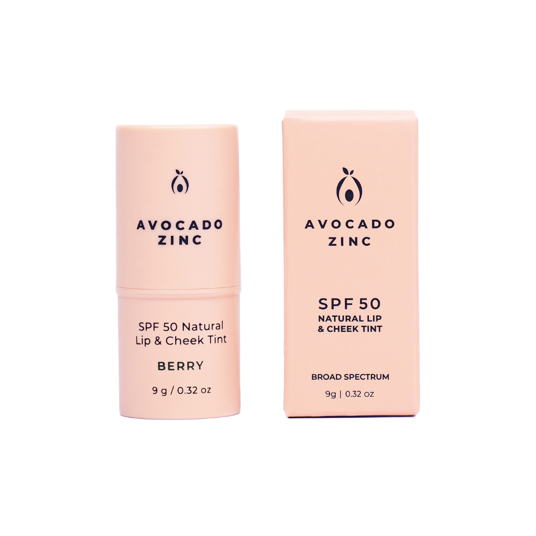 Avocado Zinc | SPF 50 Natural Lip & Cheek Tint | Berry