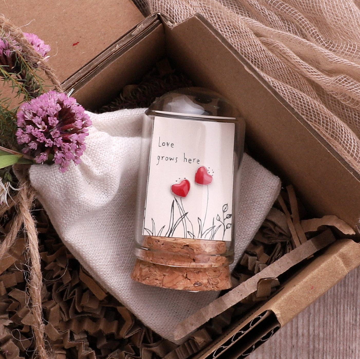 Attic Creations | Love Grows Here | Red Heart Stud Earrings
