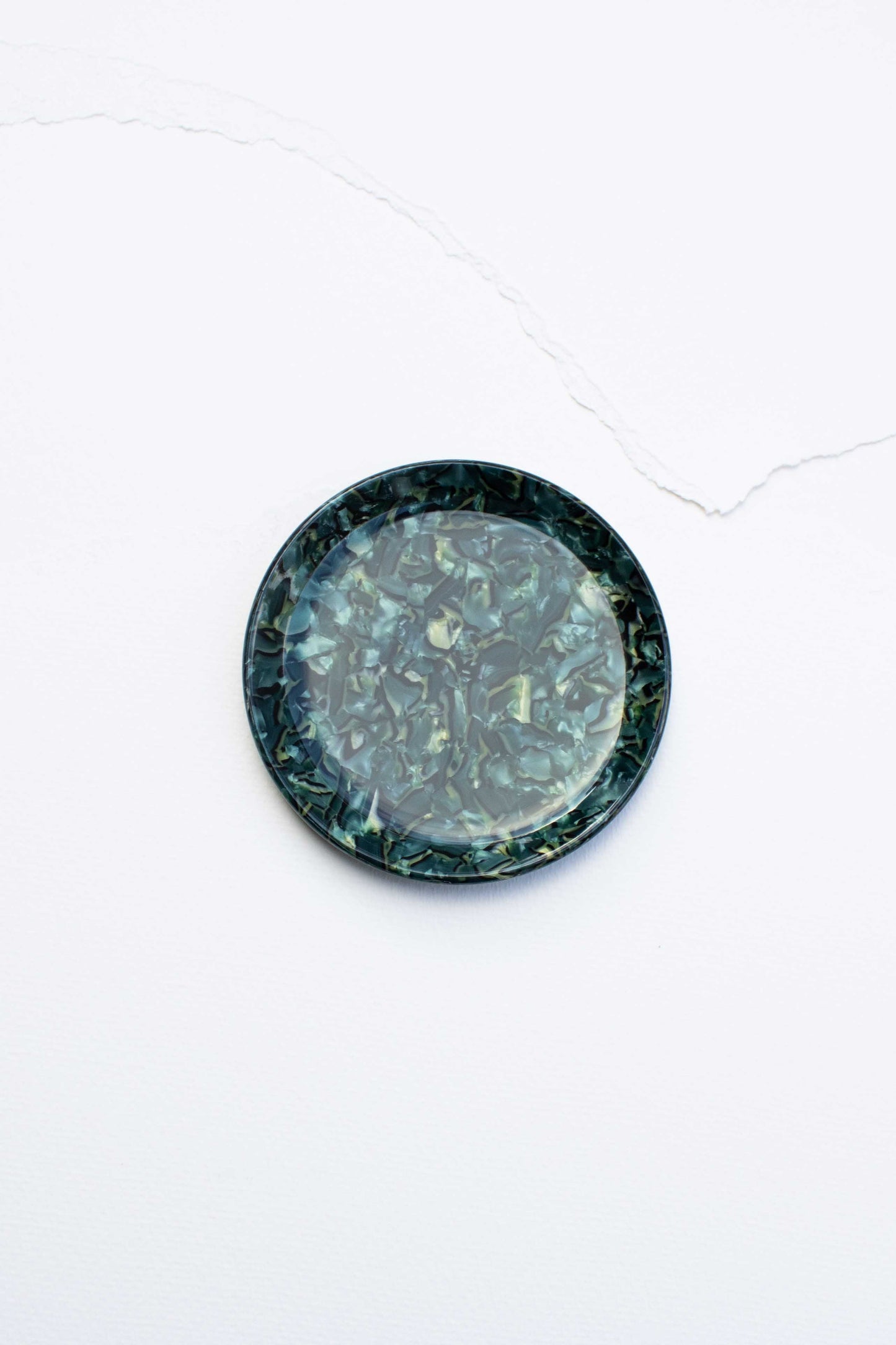 Tiepology | Cellulose Acetate Round Trinket Tray | Cream Cheese