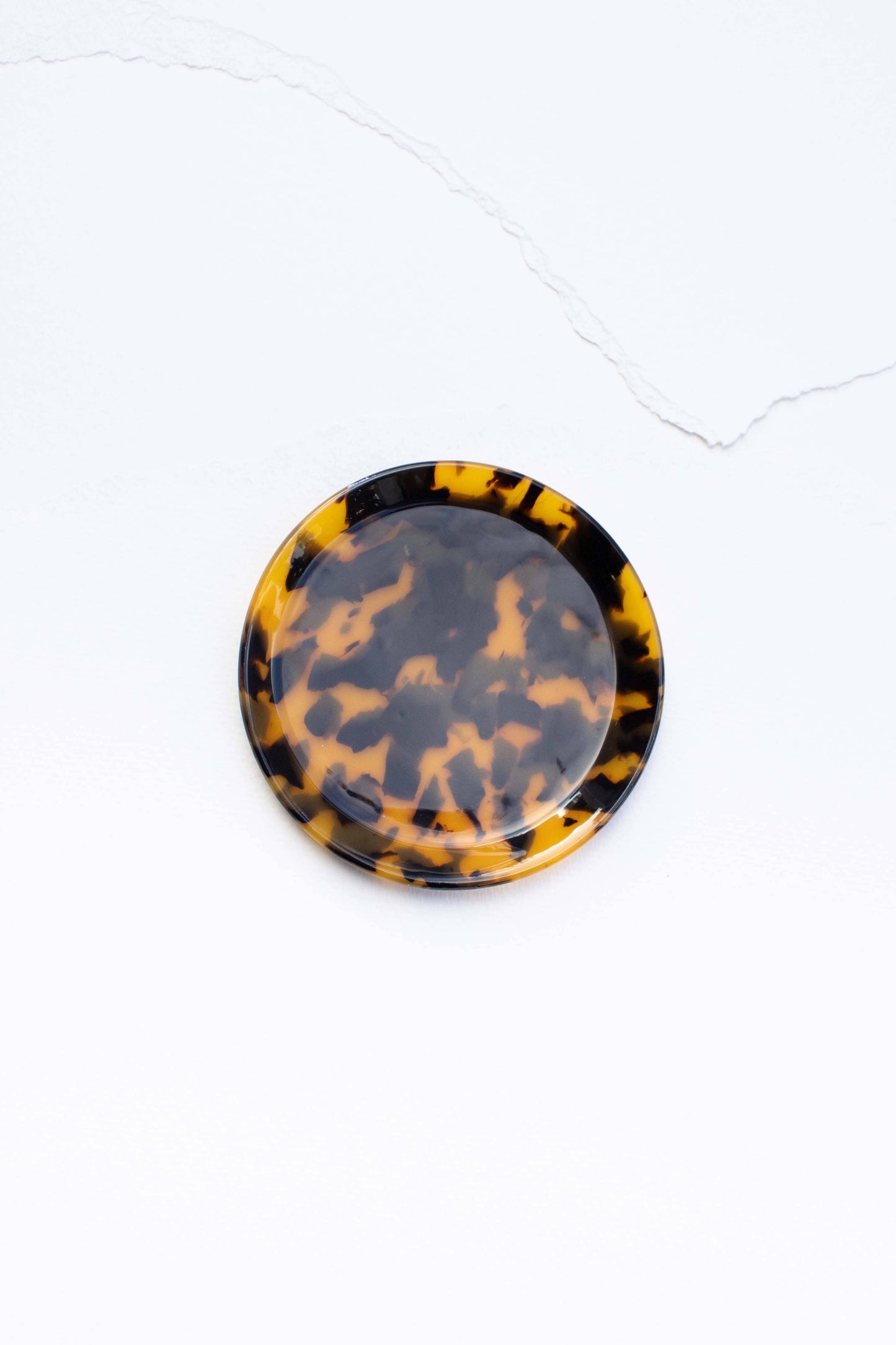Tiepology | Cellulose Acetate Round Trinket Tray | Cream Cheese