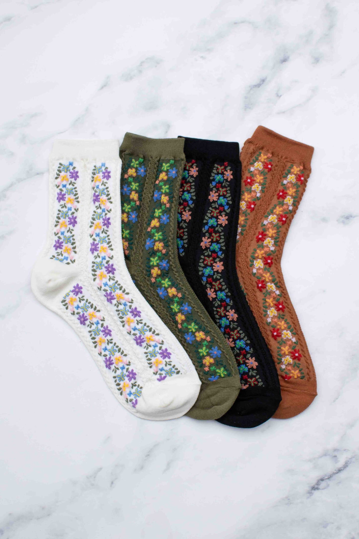 Tiepology | Women's Aahana Floral Black | Socks