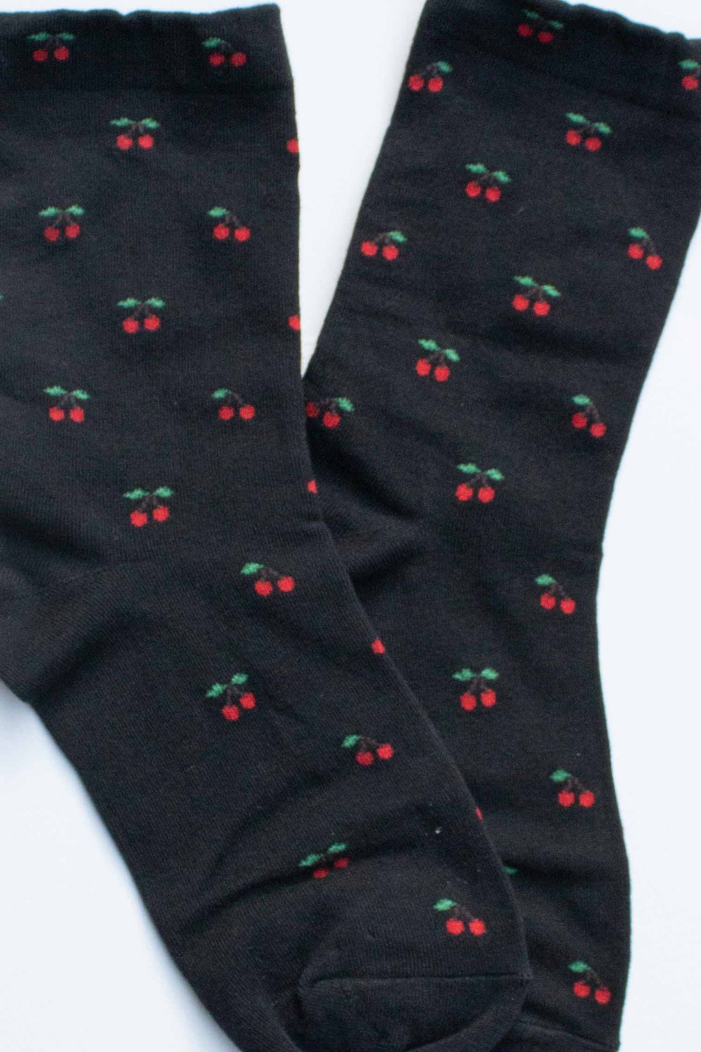 Tiepology | Cherry Pattern Cotton Blend Socks | Black