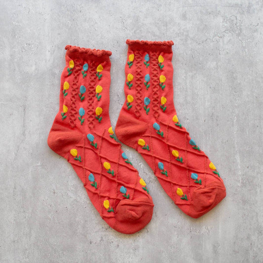 Tiepology | Tulip Flower Coral | Socks