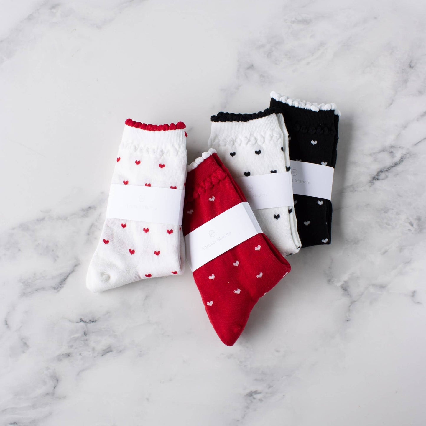 Tiepology | Always Lovely Casual Socks | Red/White Heart