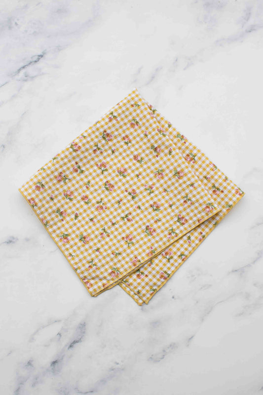 Tiepology | Floral Gingham Mustard | Scarf