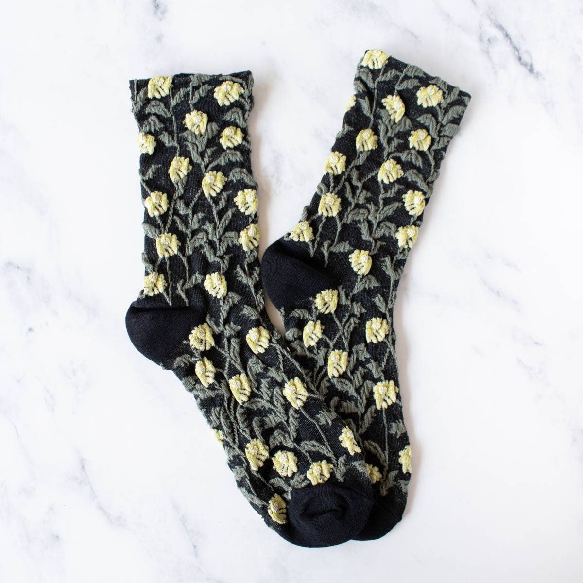 Tiepology | Daisy Flower Casual Socks | Grey