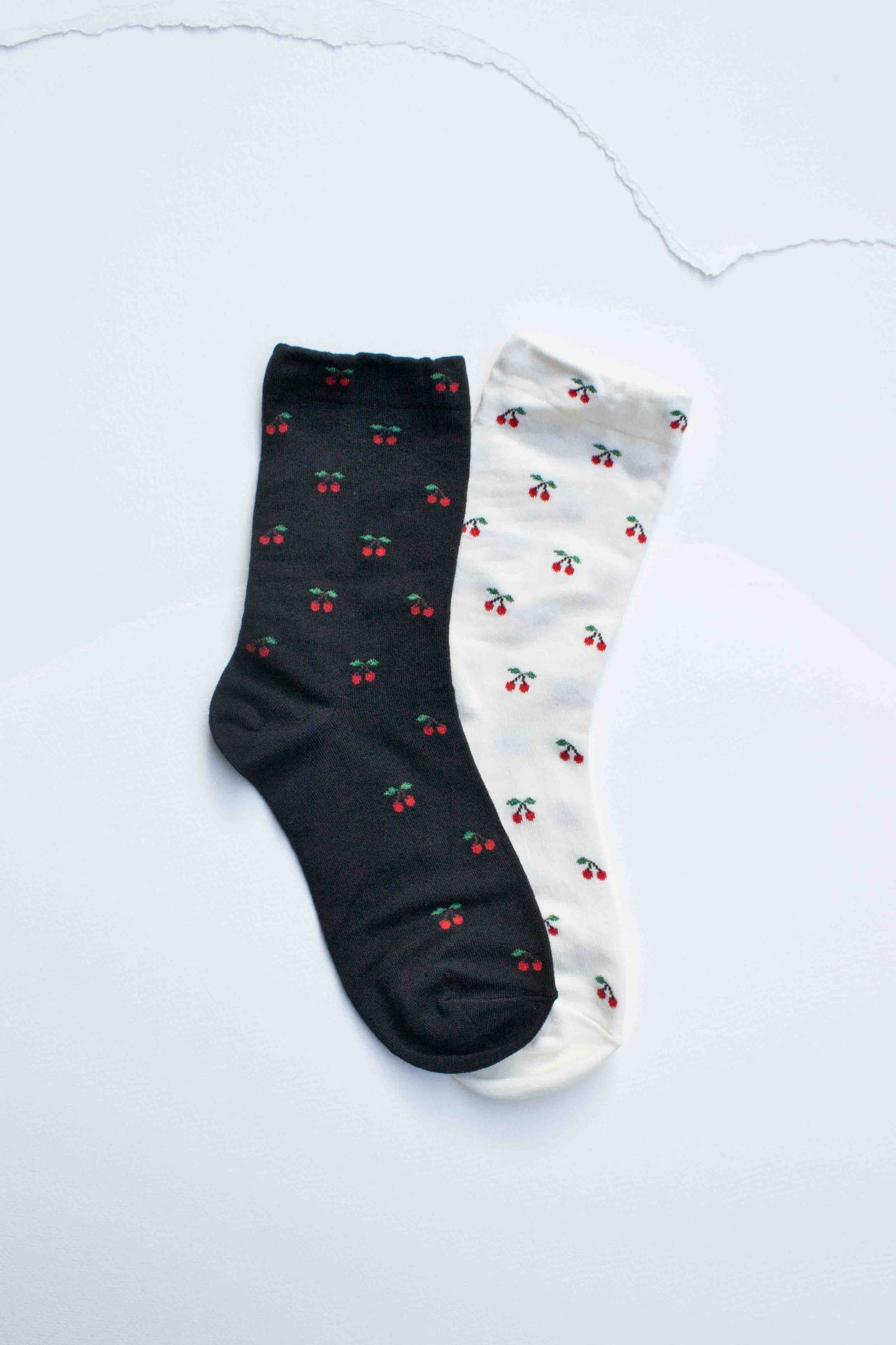 Tiepology | Cherry Pattern Cotton Blend Socks | Black