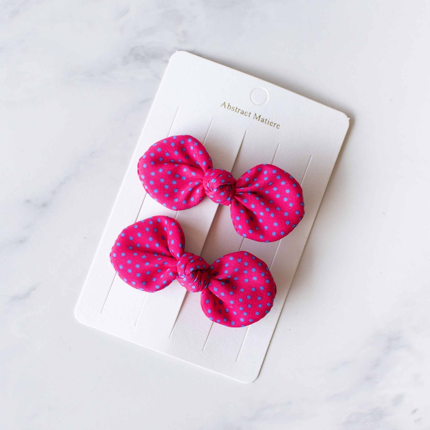 Tiepology |Tiny Polkadots Round Bow Hair Pin | Coral/Green Dot