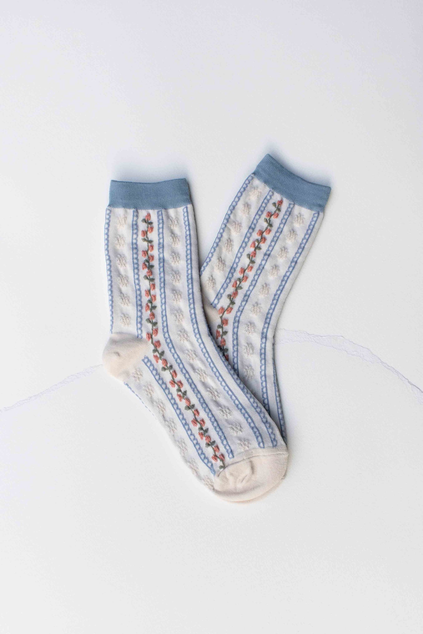 Tiepology | Vintage Stripe Floral Cotton Blend Socks | Black/Charcoal