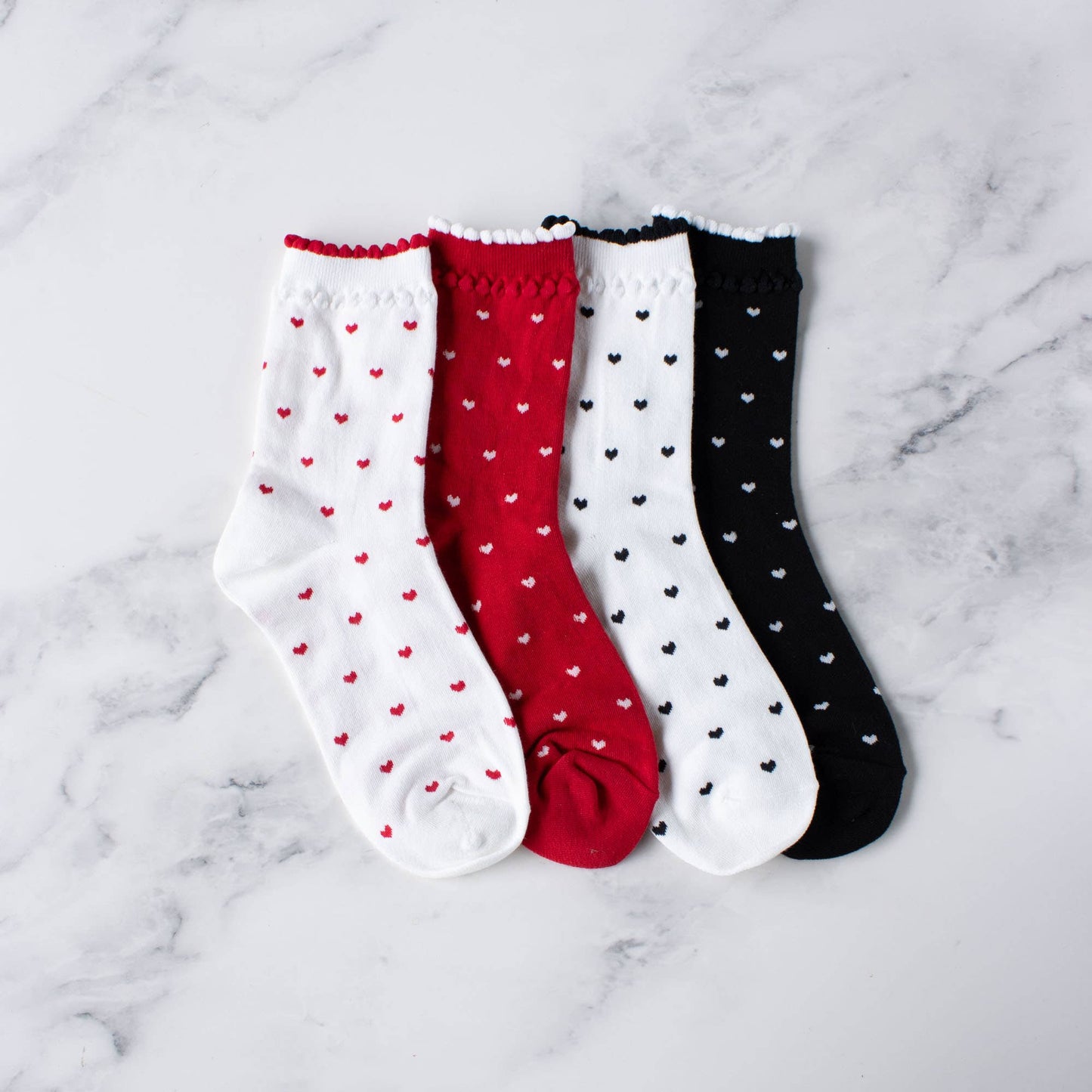Tiepology | Always Lovely Casual Socks | Red/White Heart