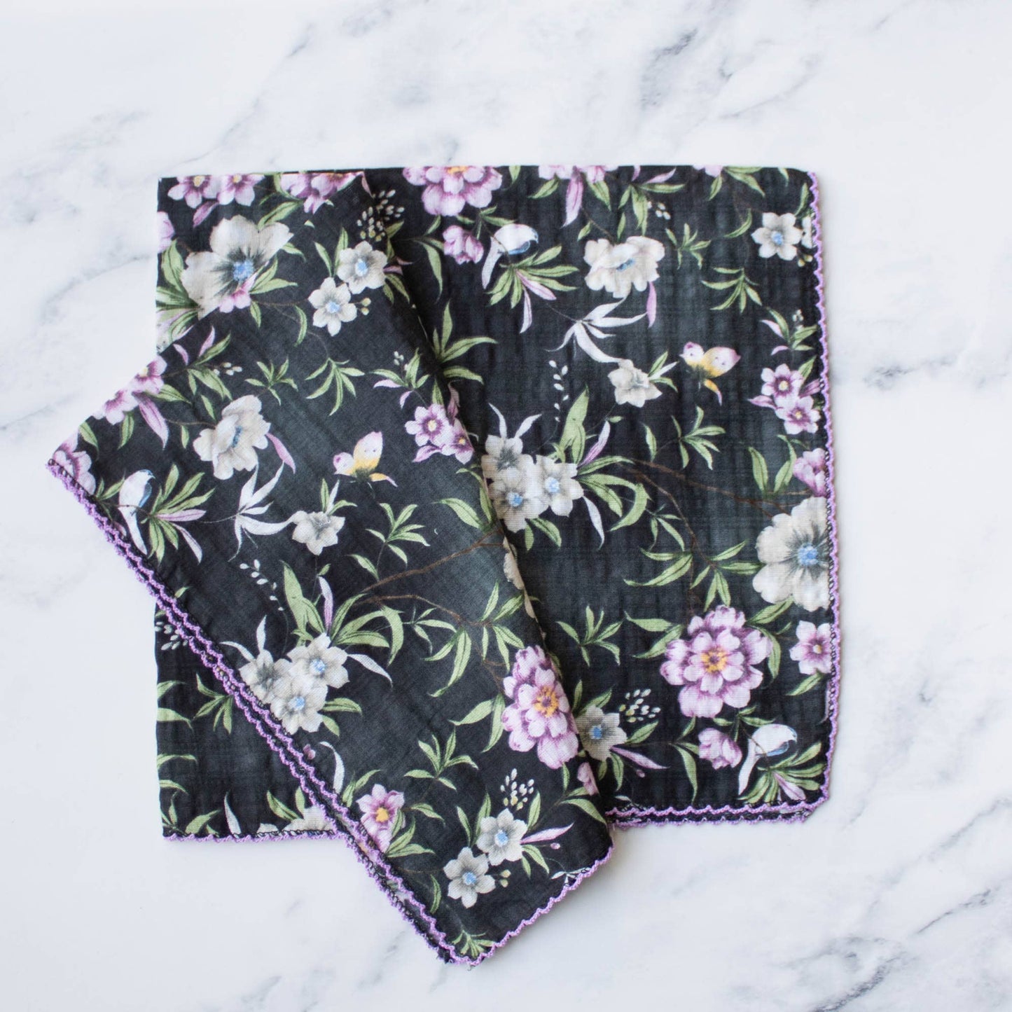 Tiepology | Ann Floral Biege and Blue Flower | Scarf