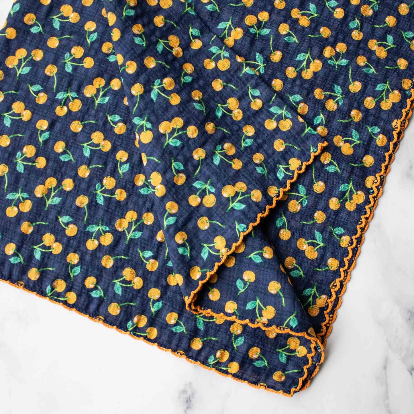Tiepology | Cherry Cotton Navy and Yellow Floral | Scarf