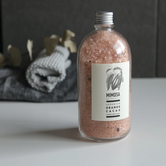 Mimosa Botanicals | Geranium, Orange & Cacao Bath Soak French Apothecary | 500g Bottle
