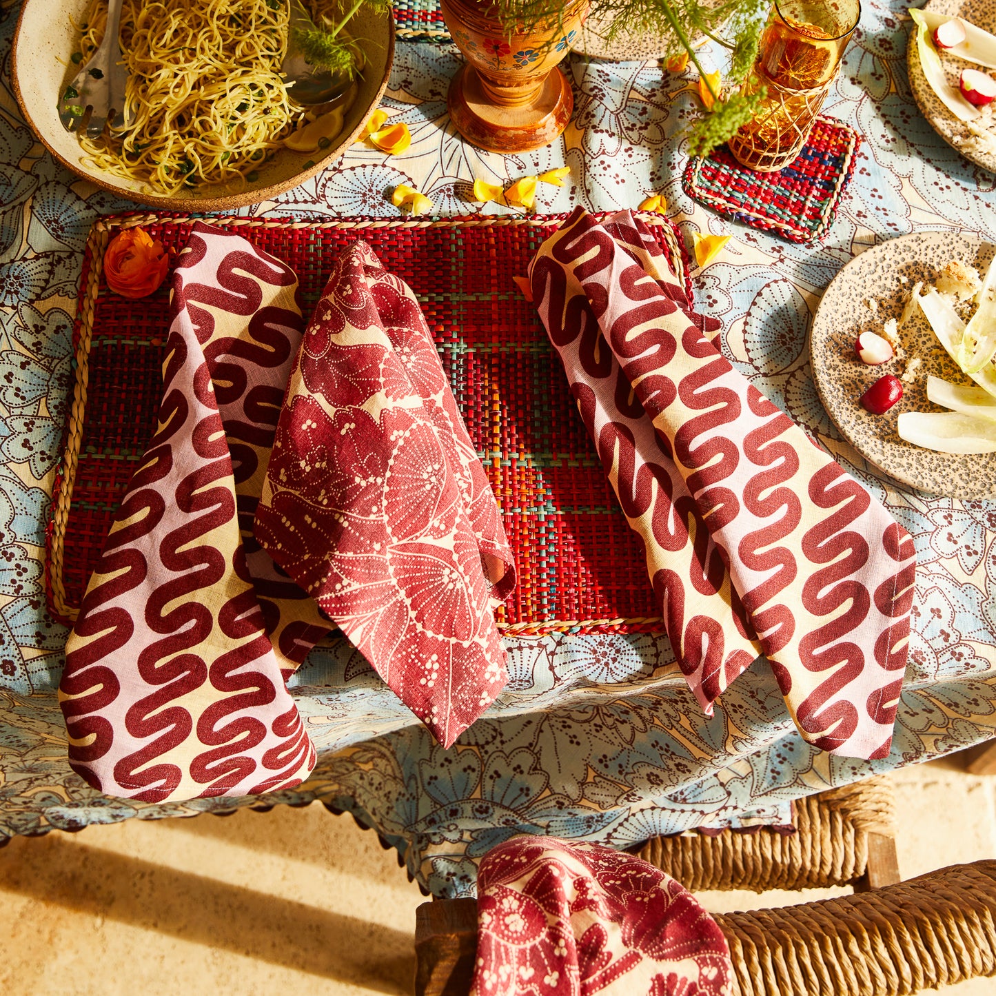 Sage x Clare | Lucia Napkin Set | Crimson